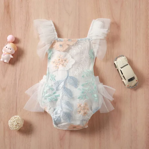 Miniatura 3 de IDOPIP Conjunto de ropa de 1er cumpleaños para niñas con estampado floral, estilo bohemio, con encaje, tutú y diadema de princesa