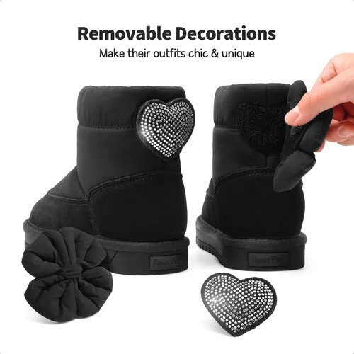 Miniatura 2 de DREAM PAIRS Botas de nieve para niñas de invierno de 0.394 pulgadas con forro de piel sintética para niños pequeños y grandes