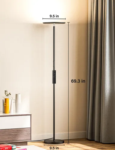 Miniatura 2 de Lámpara de pie LED moderna - Control remoto y táctil, lámpara de pie tipo antorcha de 40 W/2400 lm, completamente regulable, 3 temperaturas