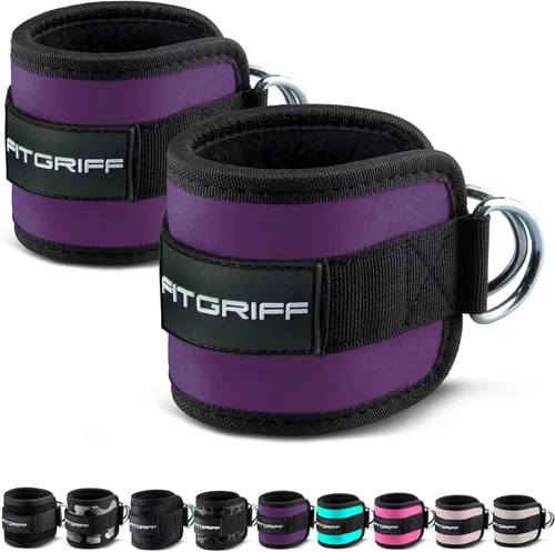 Miniatura 9 de Fitgriff® Correas de tobillo V1 para máquina de cable (2 piezas) - Equipo de entrenamiento para gimnasio - Accesorio de polea para piernas, correas