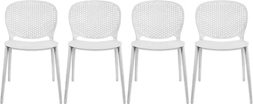 Miniatura 18 de 2xhome Juego de 2 sillas de comedor para patio Silla auxiliar moderna apilable para piscina al aire libre Plástico resistente a la intemperie