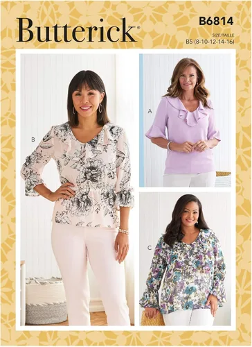 Miniatura 9 de Butterick B6814RR Misses/Plus Size Top/Vest 18W-20W-22W-24W, Multicolor