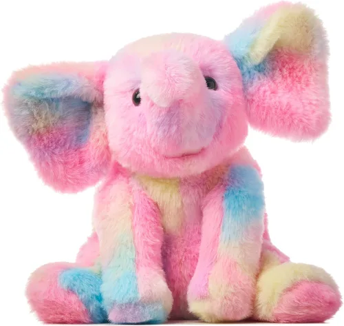 Miniatura 7 de Hopearl Adorable juguete de elefante de ternero de peluche con babero de punto colorido, elefante flexible, ultrasuave, regalo de cumpleaños