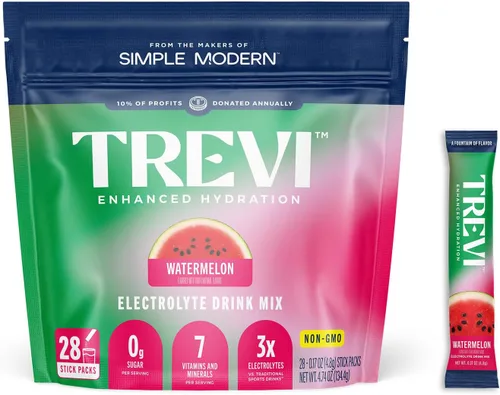 Miniatura 12 de TREVI™ Everyday - Electrolitos sin azúcar, paquetes de polvo de hidratación de mezcla de bebidas esenciales, 28 unidades, limonada de bayas