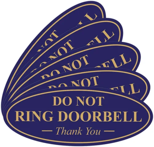 Miniatura 15 de All Quality Cartel de agradecimiento ovalado con texto en inglés «Do not Ring DOORBELL», color negro, pequeño, 1 paquete