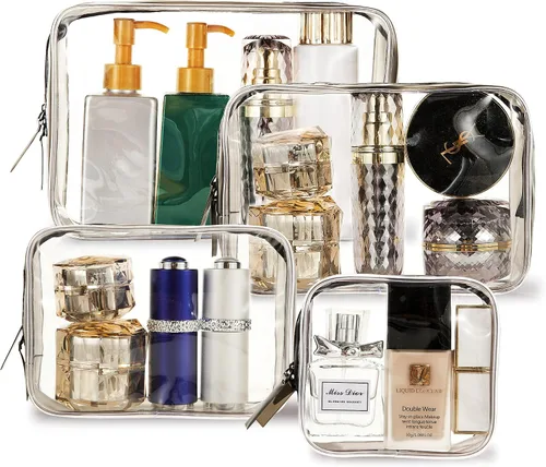 Miniatura 2 de 4 bolsas de maquillaje transparentes con cremallera, bolsa de cosméticos de maquillaje para mujeres y hombres, bolsa de maquillaje para viajes