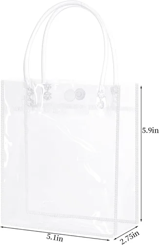 Miniatura 2 de 25 bolsas de regalo de PVC transparente con asas, bolsa de plástico pequeña, envoltura de regalo transparente reutilizable / bolsas de compras