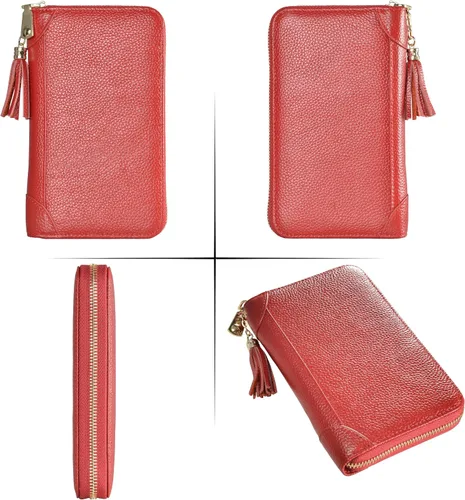 Miniatura 6 de Easyoulife - Monedero de cuero con cremallera billetera portatarjetas para mujer bloqueo RFID