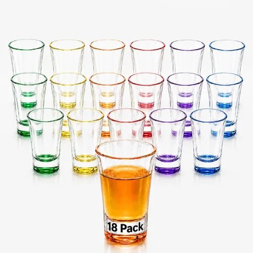 Miniatura 15 de Vasos de chupito de 2 onzas de alto, paquete de 18 vasos transparentes de 3.9 pulgadas para whisky, tequila, vodka, espresso, vasos de chupito