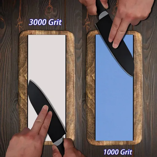 Miniatura 4 de Whetstone - Juego de afilador de piedra de agua de alta calidad, grano 1000/3000, afilador de cuchillos perfeccional, juegos de piedra húmeda