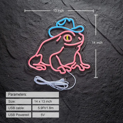 Miniatura 2 de Señal de neón de sombrero de vaquero, luz LED, decoración de pared, regulable, alimentada por USB, letreros de neón de vaquero (verde + rosa)
