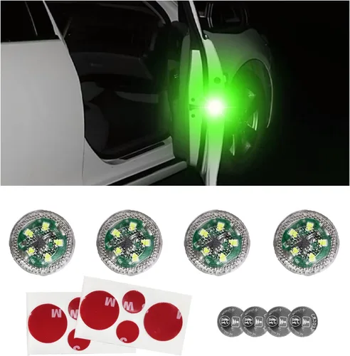 Dickno - 4 luces LED de advertencia inalámbricas para puerta de coche, 5 luces LED de seguridad intermitentes para evitar colisión trasera, luz