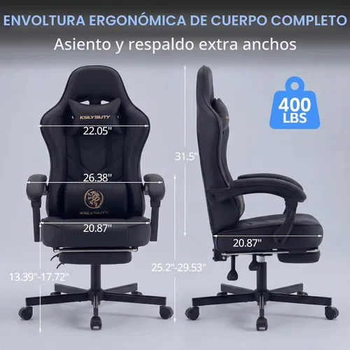 Miniatura 2 de Silla de escritorio para juegos para computadora, silla de oficina ergonómica de respaldo alto con reposapiés y soporte lumbar, sillas giratorias