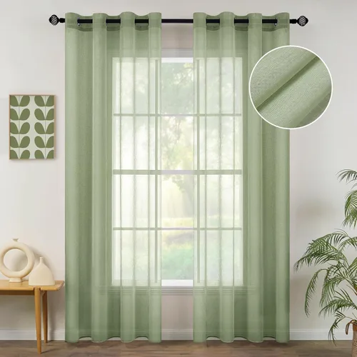 Miniatura 23 de MIULEE - Cortinas transparentes para ventana (2 paneles). Cortinas elegantes., Poliéster & Mezcla de poliéster, Blanco