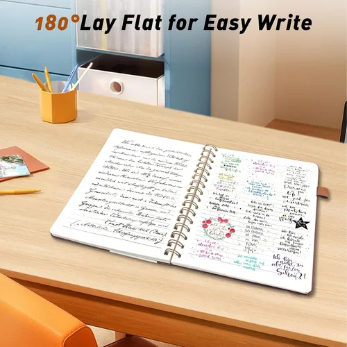 Miniatura 3 de LEAGIM Cuaderno rayado en espiral para mujeres y hombres, cuaderno de tapa dura con rayas universitarias para trabajo y toma de notas, diarios