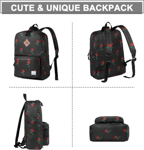 Miniatura 5 de VASCHY - Mochila ligera resistente al agua, mochila casual para mujeres, adolescentes y niñas, rosas