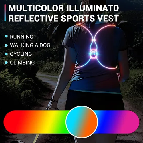 Miniatura 2 de Running Lights For Runners, Reflective Running Vest, Reflective Running Gear Walking Vest For Women, Night Running Gear, Light Up Running Vest