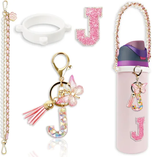 Miniatura 26 de Letter Handle Strap Accessories with Cute Initial Charm Compatible with Owala Water Bottle 24oz 32oz 40oz Owala Kids Púrpura