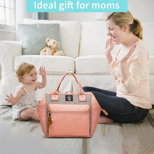 Miniatura 5 de Beaulyn Mochila pequeña para pañales, mini bolsa de pañales y mochila cruzada portátil con bolsillo aislado Rosa