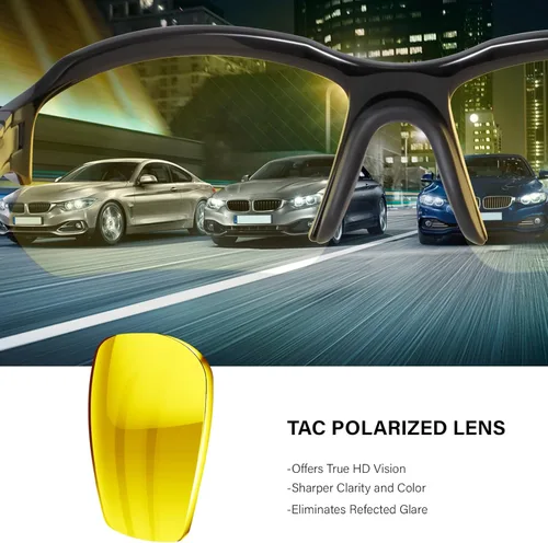 Miniatura 3 de Paquete de 3 lentes polarizados de visión nocturna para hombres, conducción, ciclismo, deporte, noche, antirreflejos, lentes amarillas, marco ligero