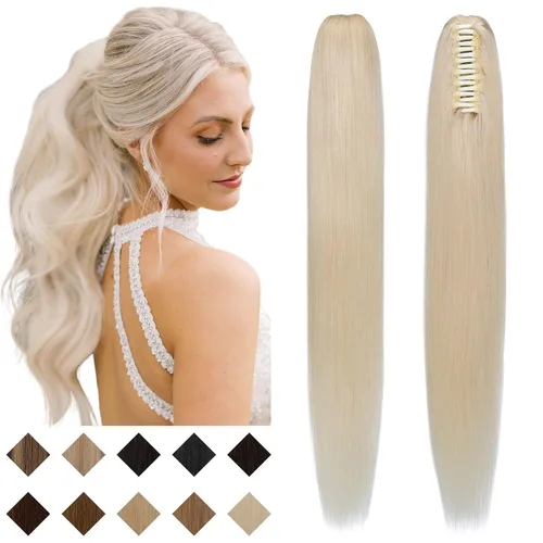 Miniatura 29 de SEGO Pinza de Gancho Extensión de Cola de Caballo Extensiones de Cabello Humano con Pinza para Cola de Caballo Extensiones de Cabello Real de Cola