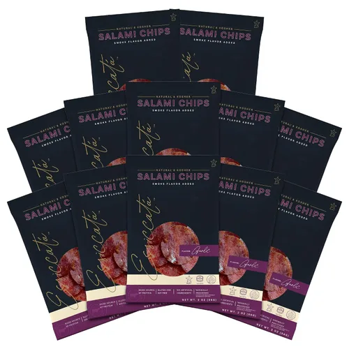 Miniatura 12 de Meats Kosher Salami Chips - Salchicha en rodajas, carne de embutidos - Natural, amigable con Halal - 2 onzas, original, paquete de 5