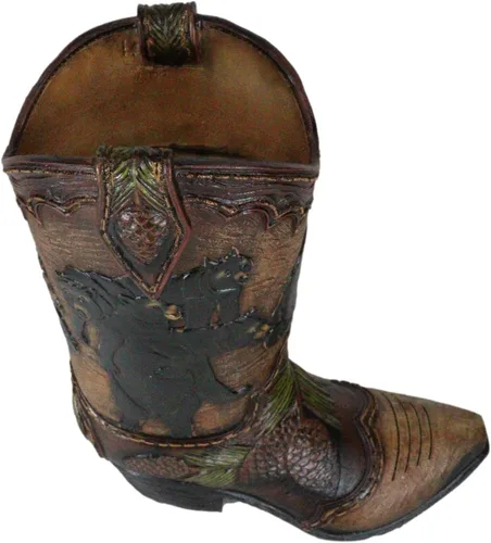Miniatura 8 de Ebros Gift Familia rústica de oso negro occidental con piñas de pino, bota de vaquera del bosque, figura decorativa o florero floral, macetero