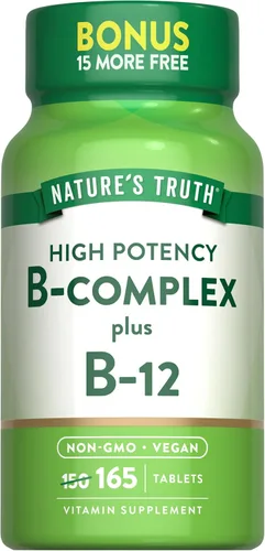 Miniatura 8 de Nature's Truth Complejo de vitamina B para mujeres y hombres Plus B12 90 tabletas Alta potencia Suplemento vegano y sin OMG