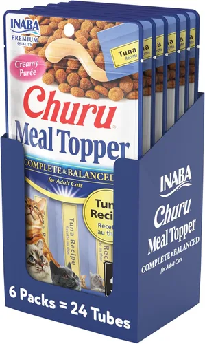 Miniatura 9 de INABA Churu - Cubrecomida para gatos, completa y equilibrada, cremosa, para lamer puré para gatos, tubo de 0.5 onzas, 24 tubos (4 por paquete)