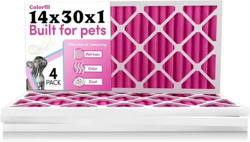 Miniatura 43 de Colorfil Filtro de aire de 14 x 20 x 1 (paquete de 4) Fabricado en los Estados Unidos Cambio de color Elimina el olor de gatos y perros MERV