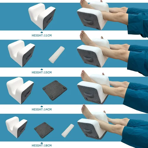 Miniatura 5 de Almohada de repuesto de rodilla – 4 alturas ajustables para extensión completa de pierna recta – Equipo de recuperación poscirugía con mango – Cuña