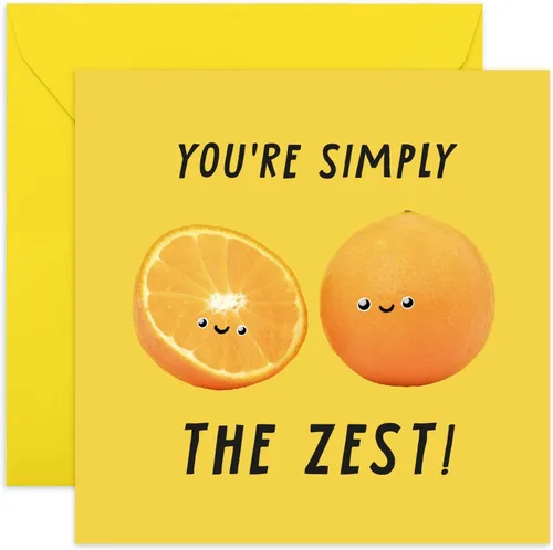 Old English Co. Orange Felicitaciones para él y ella - Tarjeta "Simply The Zest" Well Done para la Universidad GCSE Resultados del examen de nivel