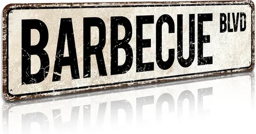 Letrero de calle de Barbecue Blvd, letrero de barbacoa para decoración de barbacoa, regalo para amantes de la barbacoa, decoración de pared vintage