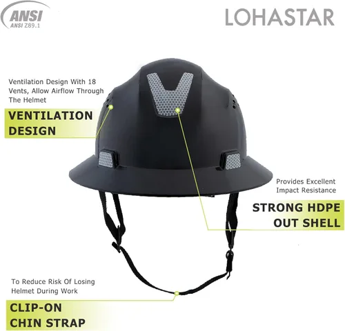 Miniatura 3 de Casco de seguridad de ala completa ventilado ANSI Z89.1 aprobado por la OSHA para hombres, mujeres y adultos Blanco