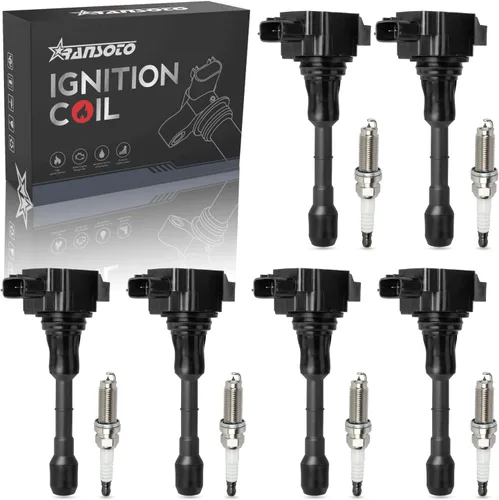 RANSOTO Paquete de Bobina de Encendido y Bujía de Iridio 1406 Compatible con 2007-2020 Nissan Maxima Murano Altima Infiniti EX35 FX35 G25 G35 Q50