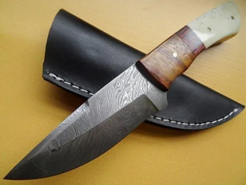 Miniatura 3 de BC-165 Impresionante Hecho A Mano De Acero De Damasco 9" Pulgadas Cuchillo De Hueso Liso Y Mango De Madera