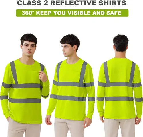 Miniatura 3 de BeautyWill Camisa de seguridad con logotipo personalizado Hi Vis Class2 Camisa reflectante de alta visibilidad con bolsillo Camisa de trabajo