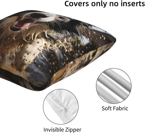 Miniatura 3 de 2 fundas de almohada cuadradas de 16 x 16 pulgadas, fundas de almohada suaves de pastor Border Collie, fundas de almohada modernas para decoración