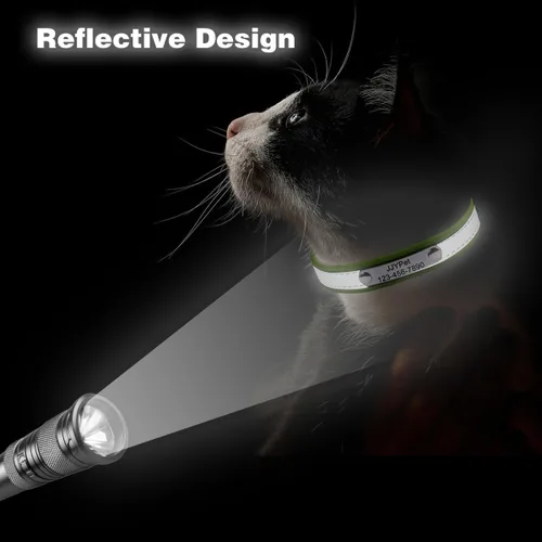 Miniatura 2 de Collares de gato reflectantes personalizados con etiqueta de nombre y placa, collar de gato personalizado grabado con nombre y teléfono, collar