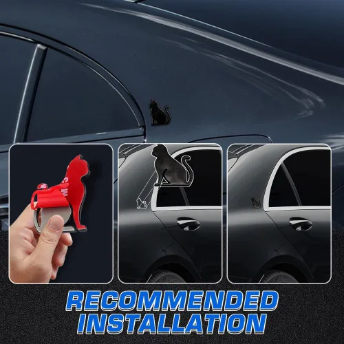 Miniatura 4 de Juren Adhesivo de metal 3D para automóvil, diseño de gato, emblema para automóvil, universal, motocicleta, bicicleta, decoración de automóvil Negro