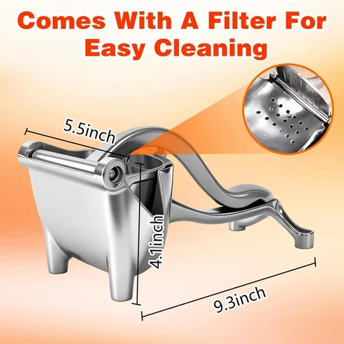 Miniatura 7 de Exprimidor manual, exprimidor de limón y prensa de cítricos, extractor de jugo de fruta fresca de aleación de aluminio, agarre ergonómico