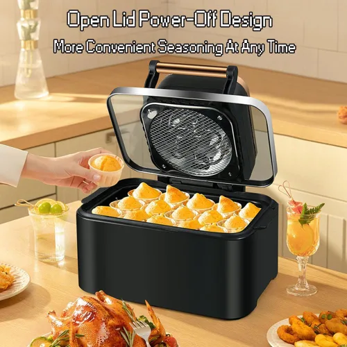 Miniatura 4 de Freidora de aire, freidora de aire visual de 12 l, horno inteligente de 1700 W con pantalla táctil digital sin aceite, temporizador y temperatura