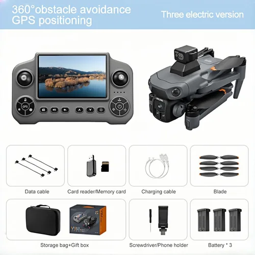 Miniatura 9 de Drone GPS con cámara 8K para adultos, evita obstáculos, controlador de pantalla grande 5G, sígueme, 3 baterías 75 minutos de tiempo de vuelo, zoom