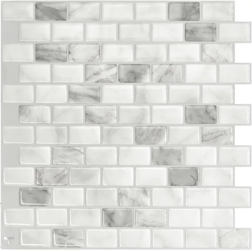 Miniatura 11 de SMART TILES Protector contra salpicaduras despegable y adhesivo - 5 hojas de 9.64" x 11.55" - Azulejo adhesivo 3D despegable para protector contra