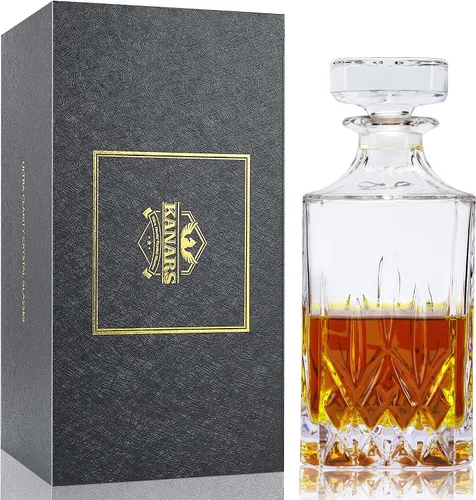 Miniatura 9 de KANARS Juego de decantador de whisky y vasos en caja de regalo única, juego de decantador de licor de cristal original para bourbon, escocés, vodka