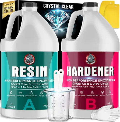 Beast Bond Resina epoxi – Kit ultra brillante de 1 galón, transparente, autonivelante, resistente a los rayos UV y a los impactos para arte, joyas,