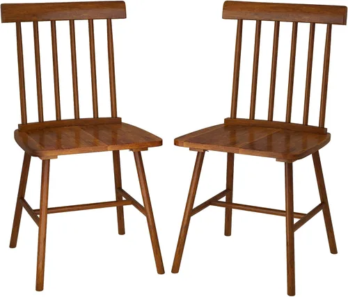 Miniatura 11 de HOMCOM Juego de 4 sillas de comedor Windsor, sillas de cocina de madera estilo granja con estructura de madera de goma y respaldo de aspas para Negro