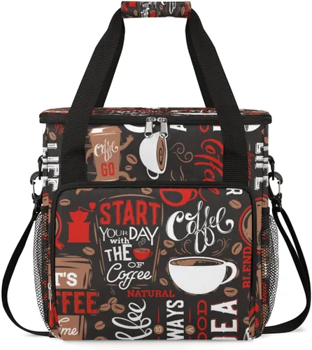 Miniatura 28 de Bolsa de transporte con diseño de acuarela para cafetera de granos de café, bolsa tote de almacenamiento y viaje para café, compatible con cafetera