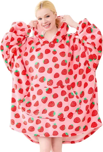 Miniatura 26 de Moinlizy - Sudadera con capucha tipo manta extragrande, portátil con capucha y bolsillo, de grueso sherpa, para mujeres y hombres adultos