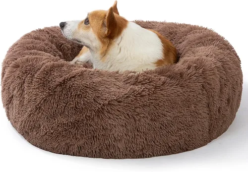 Miniatura 16 de SAVFOX Camas calmantes de felpa para perros, cama de perro de dona para perros pequeños, tamaño mediano, grande y extragrande, cómoda cama para Beige